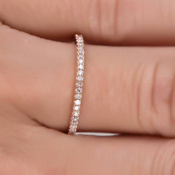 Jewelry - NEW 18K Rose Gold Diamond Eternity Stackable Ring